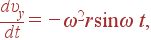 {d\upsilon_y\over dt}=- \omega^2r\sin\omega t ,