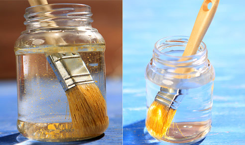 Фото очистки кисти от краски