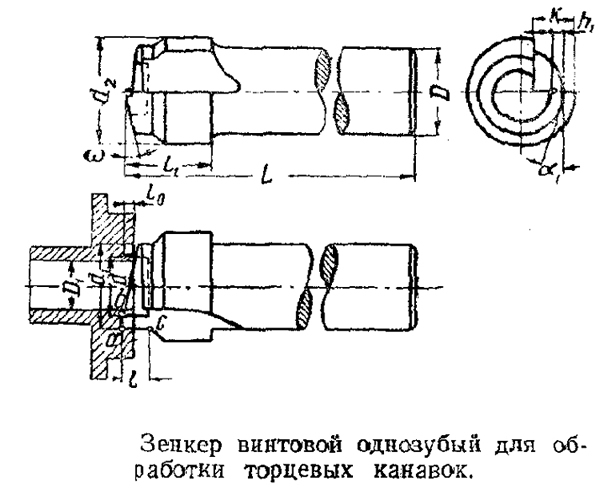 винтовой однозубый торцевой зенкер